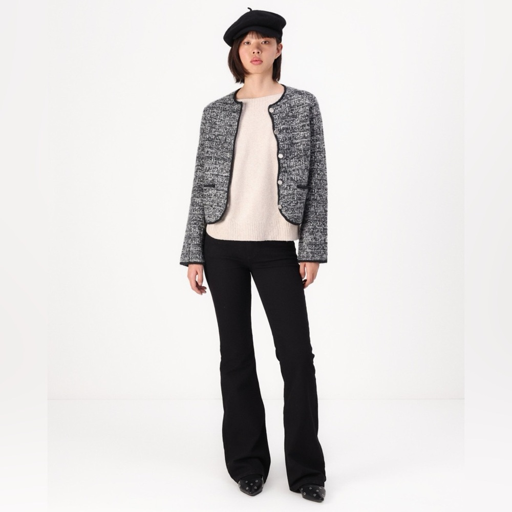 Abercrombie & Fitch Novelty Button Tweed-Inspired Sweater Jacket OLD MONEY